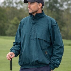 Zero Restriction Vintage Gore-Tex Golf Jacket Green Houndstooth Pullover XL